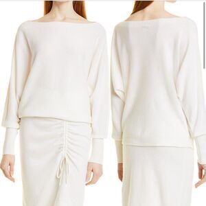 Milly Bateau Neck Wool and Cashmere Sweater‎ Ecru Size XS
